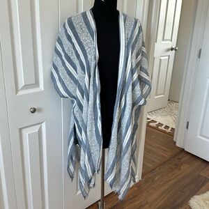 wrap blue and white, striped material unknown good for bathing suit cover